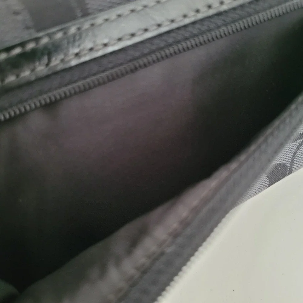 Coach Signature C Buckle Slim Envelope Wallet Black Gray Jacquard
